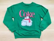 Coca Cola Coke Green Sweatshirt Polar Bear Embroidered Red Gingham NEW