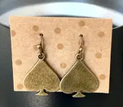 Ace Of Spades Earrings. Bronze Tone French Hook Hypoallergenic. B16