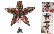 Ornativity Rattan Star Tree Topper - Christmas Rustic Acorn Pine Cone Tree