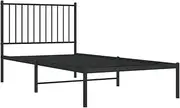 vidaXL Single Bed Frame with Headboard - Robust Steel Construction, Elegant Design and Extra Storage Space, Size 92x187 cm, Colour Black