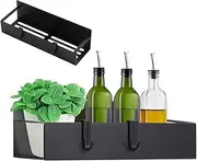 Magnetic Spices Rack - Refrigerator Wall Mount Shelf Organizer with Hooks | Moveable Kitchen Storage, Side Holder for 2 Shaker Top, Space Saving Fridge Jar Holder with Labels, Oven Shelf Organizer