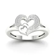 10K White Gold Diamond Love Heart Engagement Ring Size 7 (0.1ct/SI2,H-I)