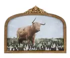 Hobby Lobby Highland Cow Floral Portrait Wall Decor Fancy, Ornate, Gold Frame