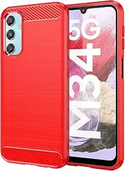[YKNIUFLY] Cover for Samsung Galaxy M34 5G Case, Soft TPU, Drop-Proof, Shock-Proof, Protective Cell Phone Cover for Samsung Galaxy M34 5G.(Red)