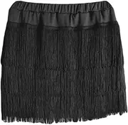 [Libaobaoyo] Girls Tassel Dance Skirt Latin Ballroom Salsa Rumba Mini Layered Fringe Dancewear