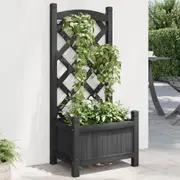 Planter with Trellis Flower Plant Box Pot Raised Bed Brown Solid Wood Fir vidaXL