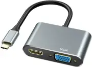USB-C TO HDMl VGA ADAPTER VIDEO SPLITTER HDTV CABLE TV HUB for PHONES & TABLETS