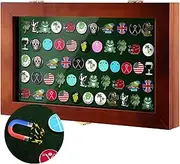 Silipull Magnetic Golf Ball Marker Display Case 15.5" W x 9.5" H Wall Mount Wooden Ball Marker Display W/98% UV Acrylic Door Lockable Ball Marker Storage Display Box for Ball Marker Collection
