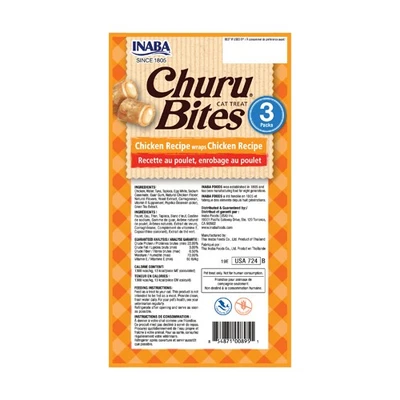 Inaba Cat Churu Bites Chicken and Tuna Recipe Wraps Carton of 6 (6x30g)
