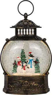 Lighted Christamas Snow Globe Lantern with Timer, 11.2 Inch USB Plug-In & Batter
