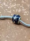 Authentic Blue And Silver Star Spacer European Charm Bead