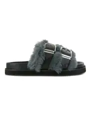 [Senso] Zali Fluffy Slide Sandals in Charcoal