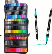 ZDY Dual Brush Pen Art Markers,72 Colored Highlighter Pen Brush and Fine Tip Markers for Kids Adult Coloring Books Bullet Journals Planners, Note Taking Coloring Writing, DIY Card Making