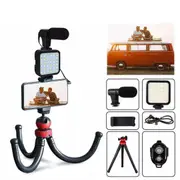 Light Stand With Microphone Phone Vlogging Kit Set Tiktok Youtuber