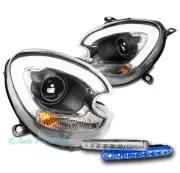 For 11-16 Mini Cooper Countryman HID Projector Black Headlight Lamp+Blue LED DRL (for: Mini)