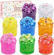 1KG Jelly Cube Clear Slime Kit 8 Pack for Kids, Crunchy Water Slime with Peachybbies, Stress Relief Toy, Party Favors for Girl Boys 6 7 8 9 10 11 12