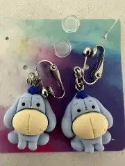 Winnie The Pooh Eeyore Clip On Earrings, Cute Cartoon Character No Piercings