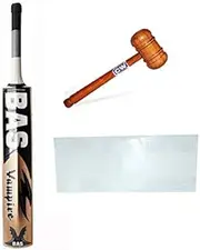 BAS Vampire Topper Kashmir Willow Cricket Bat Short Handle with (Knocking Mallet +Scuff Sheet)