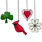 River of Goods Stained Glass Suncatchers Handcrafted Metal Chain (Set of 4)