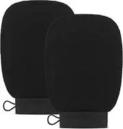 Clarial Exfoliating Body Scrub for Bath & Shower Use - Face Scrubber & Body Exfoliator for Dead Skin Remover - Korean Exfoliating Glove Shower Scrub for Men and Women - Pair All Black