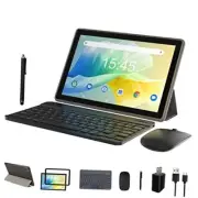 2 in 1 Tablet, 10 inch Android Tablets with Keyboard 64GB ROM 10GB+64GB Black