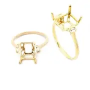 Ring Semi-Mount Emerald Cut 10x8mm In 14k Yellow Gold With Diamond Accent(53065)
