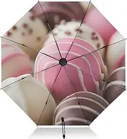 [PDZRMY] Chocolate Food UV Protection Travel Umbrella Compact for Rain and Sun - Auto Open and Close UPF 50+ Windproof Portable 46” Sun Umbrella for Women and Men
