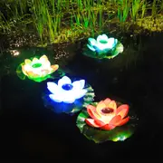Floating Solar Pool Lights 4Pcs Floating Solar Lotus Flower Light Pond Pool Lamp Garden Landscape Light -Each of Color