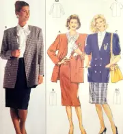Vtg Uncut Burda 5217 Sew Pattern Skirt Double Breasted Jacket Blazer Size 12-26