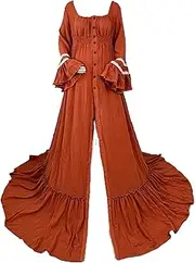 [D&J DON&JUDY] Women's Button Up V Neck Long Sleeve Split Party Maternity Maxi Dresses Photography Photoshoot