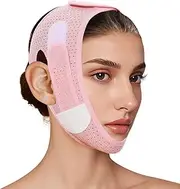 Double Chin Reducer Strap for Women, Reusable V Line Lifting Mask, Soft Chin Strap for Sleeping(Pink）