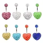 Fashion Stainless Steel Piercing Heart Belly Button Ring Body Jewelry For Wom Su