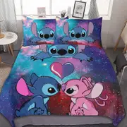 a1731 Stitch Bedding Duvet Cover, Anime Bedding Sets, 3D Printed Lightweight 3 Pieces Comforter Cover Sets with 1 Duvet Cover and 2 Pillow Pillowcases