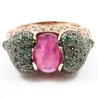 5.53ct Natural Mix Sapphire Ruby and Tsavorite Ring 925 Sliver Rose Gold Plated