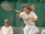 Raffaella Reggi of Italy returns the ball against Barbara Rittner - Old Photo