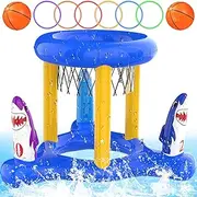 Pool Toys Pool Floats for Kids Adult, Inflatable Pool Basketball Hoop & Ring Toss Game, Swimming Pool Games for Adults and Family, Outdoor Party Pool Floats Water Toy for Kids Age 4-8-12