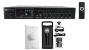 Rockville 60w 70v Commercial Amplifier w/Bluetooth+White Wall Volume Control+Mic