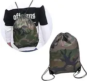 CATIEBYE 6Pcs Drawstring Backpack for Adults Camouflage Sports Bag for Swimming Beach Travel Daily Use Durable Polyester Storage Pouch