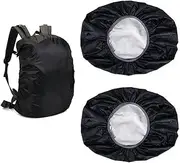 Pack of 2 Reflective Cover for Backpack, Reflective Cover for Backpack, Waterproof Rain Cover for Backpacks, Rain Cover, Rain Cover, Black, 0, black, One size