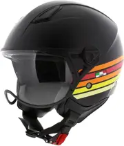 Vito Moda Retro, open face helmet , color: Matt Black/Red/Orange/Yellow , size: M