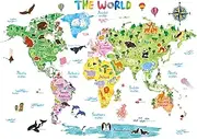 DECOWALL DLT-1615 Animal World Map Kids Wall Stickers Wall Decals Peel and Stick Removable Wall Stickers for Kids Nursery Bedroom Living Room (XLarge)