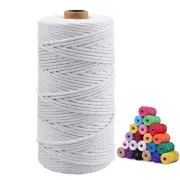 JijAcraft Macrame Cord 3mm x 328 Feet - Cotton Rope for Knitting, Plant Hange...