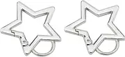 [JJLFresheners] 2Pcs Silver Star Shaped Stainless Steel Keychain Clip Carabiner Snap Hook Holder Star Carabiner Hook Clip Key Holder Carabiner Clip for Keys and Wallet with Key Chain Rings Accessories