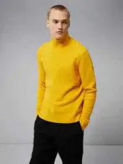 J Lindeberg Men's Orian Colorblock Turtleneck FMKW06529 K099 Yellow Medium NEW
