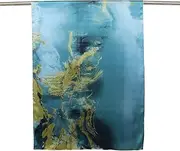 [DANA XU] 100% Mulberry Silk Satin Head Scarf For Women Lightweight Floral Summer Travel Shawls and Wraps For Evening Dresses