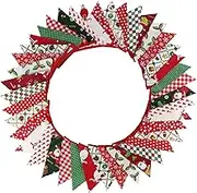 Christmas Banner Decorations, 40Ft Xmas Pennant, 42Pcs Large Flags, 14 Different Floral Garland, Vintage Bunting for Party, Home, Outdoor