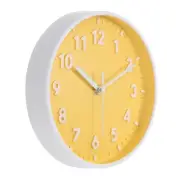 8 Inch Wall Clock 3D Number Quartz Silent Round Wall Clocks Yellow New
