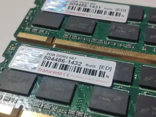 DDR2 2GB X 2 DDR 2 667 創見 TRANSCEND 免運 ，筆記型電腦用記憶體 RAM DDR2