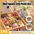 5PCS Kraft Paper Nine-Square Grid Picnic Box Camping Food Bento Sushi Containers