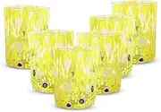 [Gocce di Murano] Set of 6 Water Glasses, Made According to The Tradition of Murano Craftsmen, Hand Blown and Handmade Glass, 300ml - Water Glasses Glass Rainbow Rain